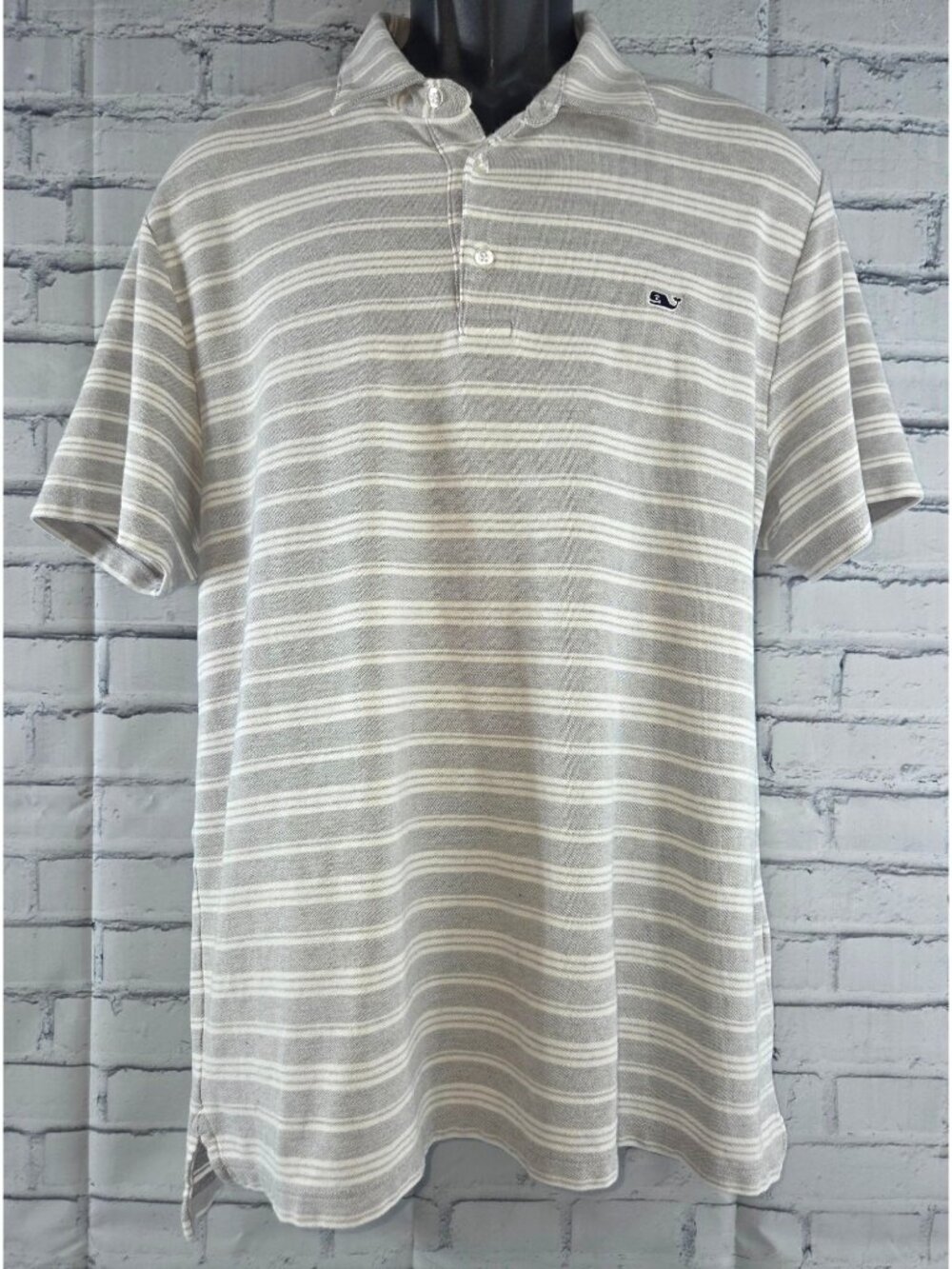Vineyard Vines Mens Gray Striped Polo Shirt Size Large